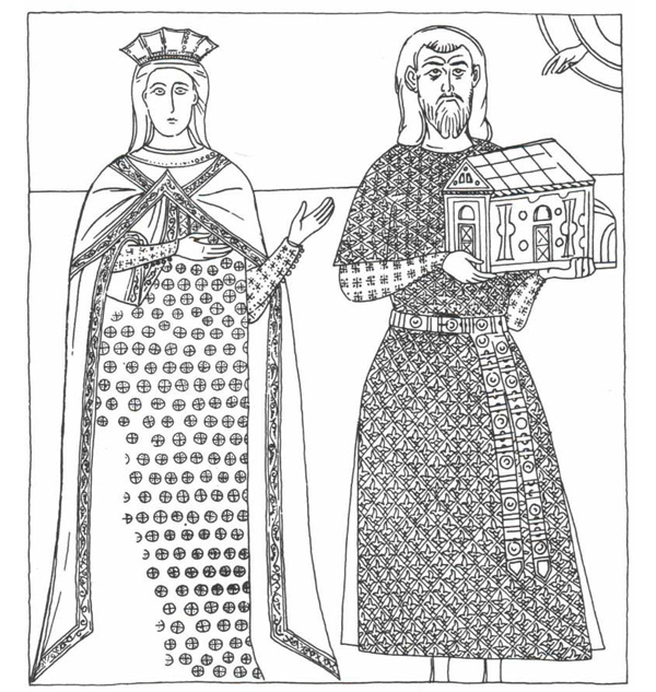 чернобяла рисунка на Градислав и жена му