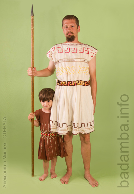 Young man and a little boy with a spear 3