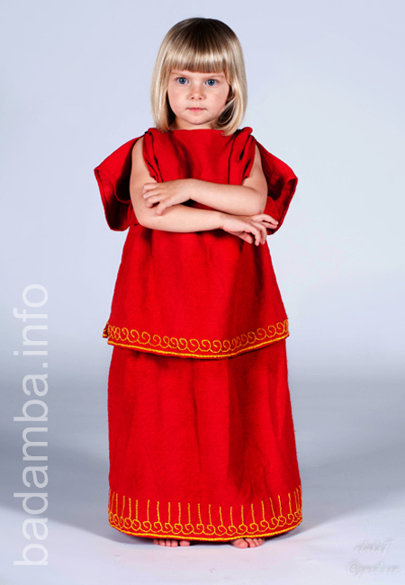 A little girl in red dress